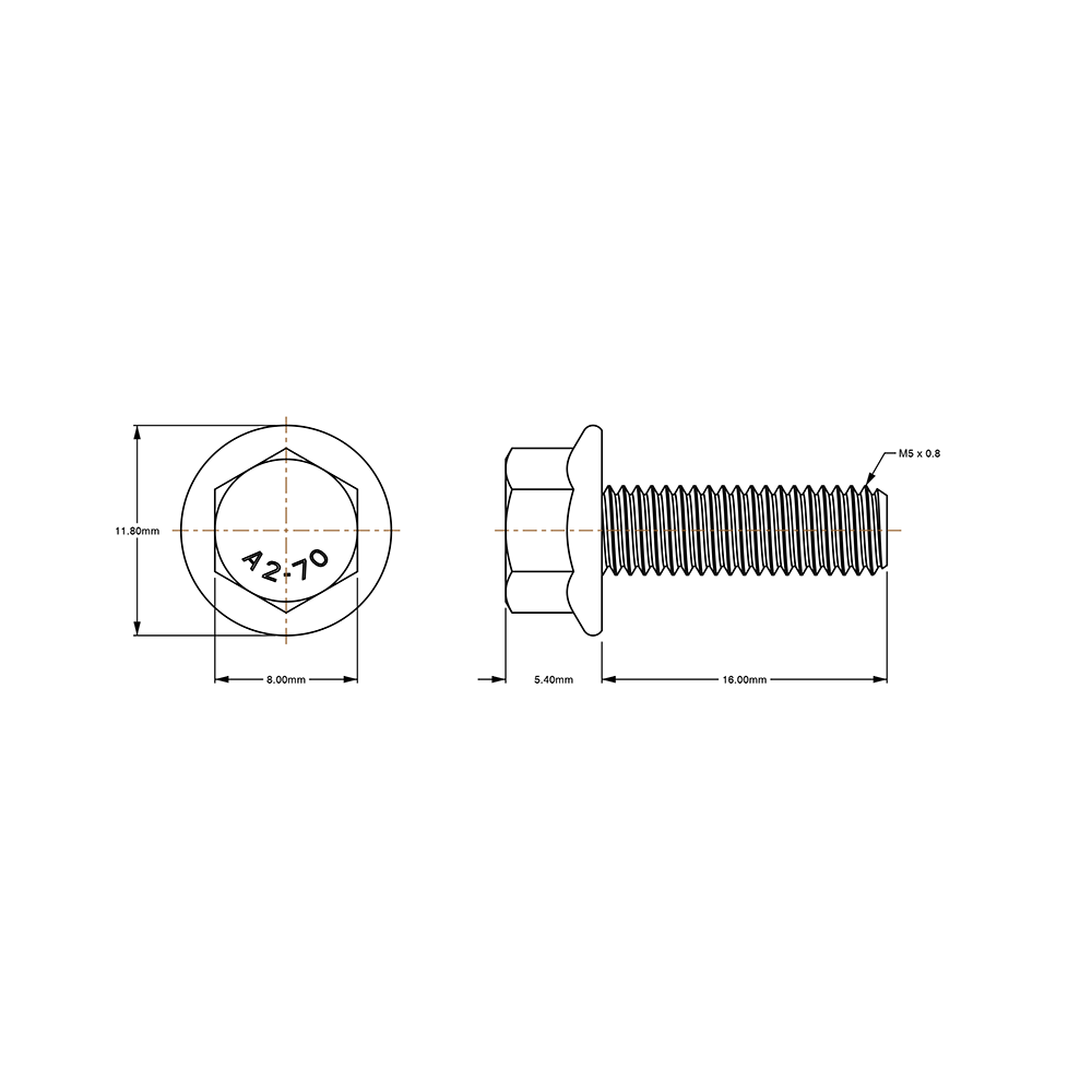 M5X0.8 Flange Bolt Black Stainless Coarse DIN 6921 - BelMetric